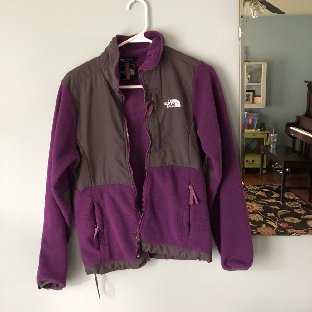 Purple and grey Northface Jacket